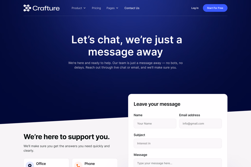 Crafture- Agency, Contact Us - 2