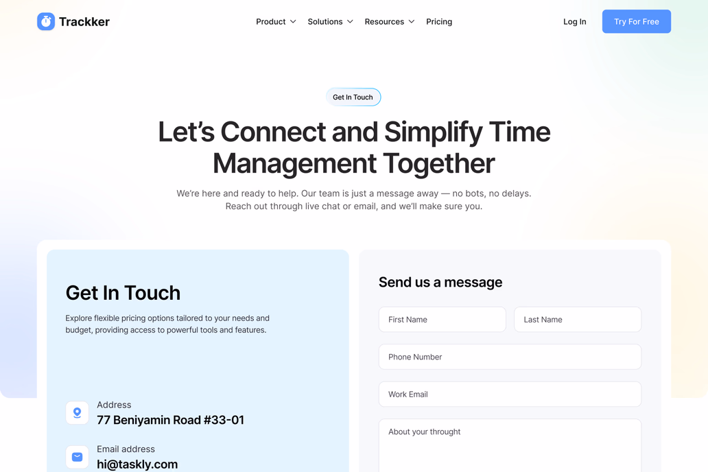 Trackker- Ai Powered web app, Contact us - 2
