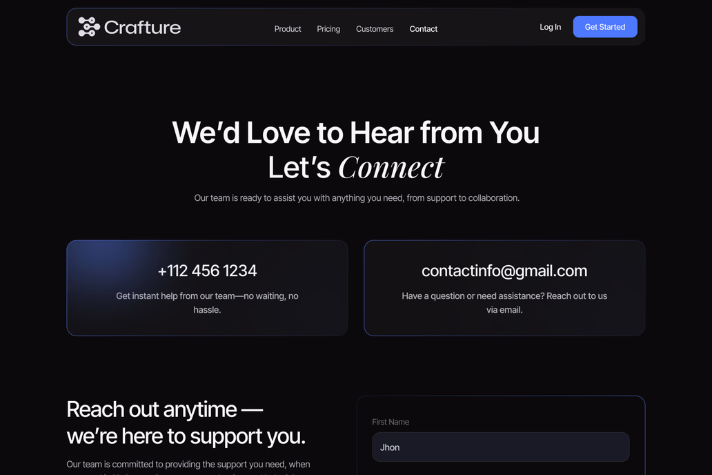 Crafture, Agency - Contact us - 2