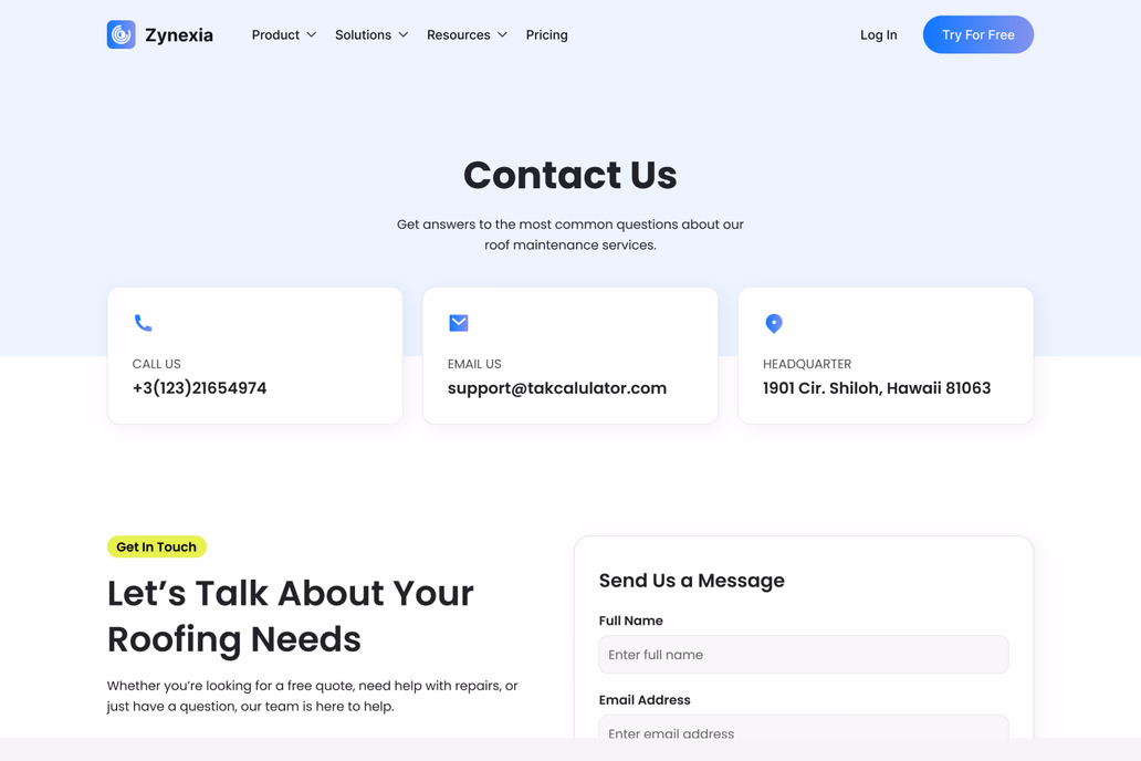Zynexia, SaaS - Contact Us - 3