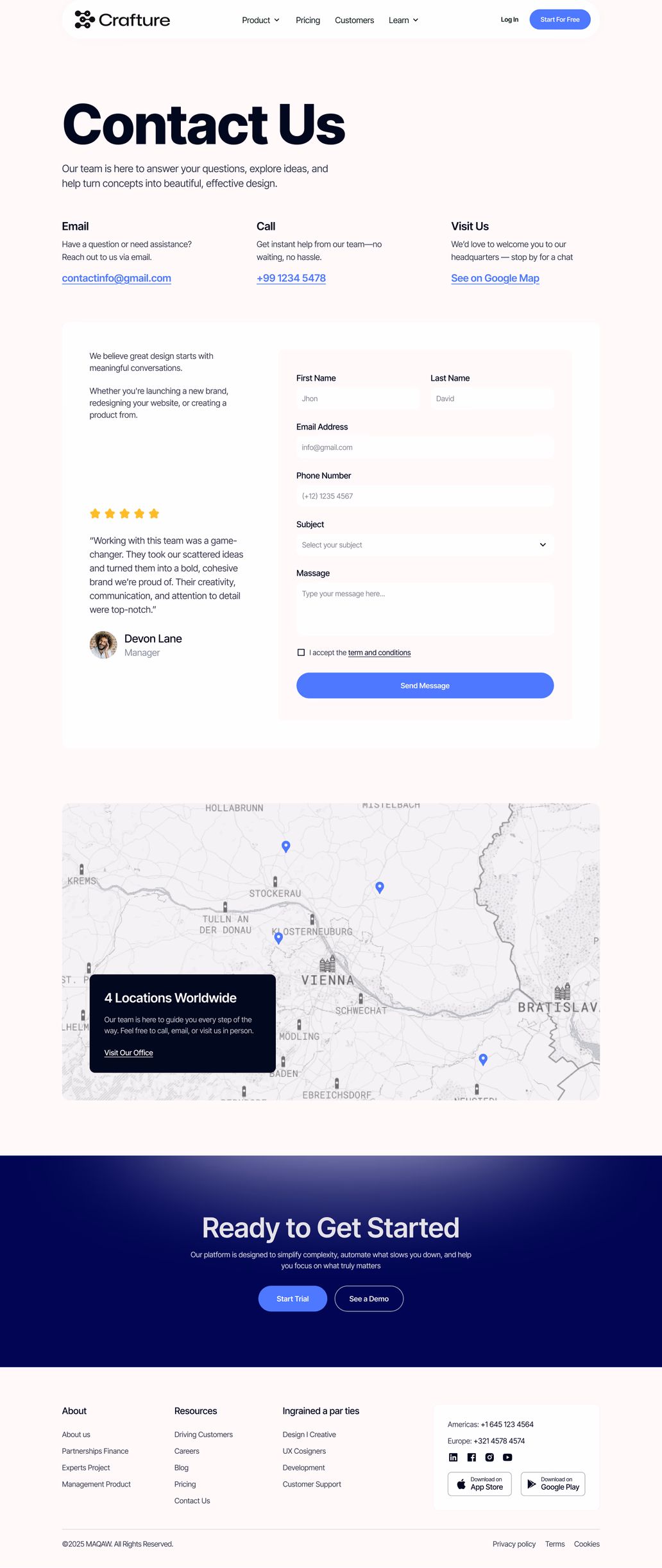 Crafture, Agency- COntact Us - 2