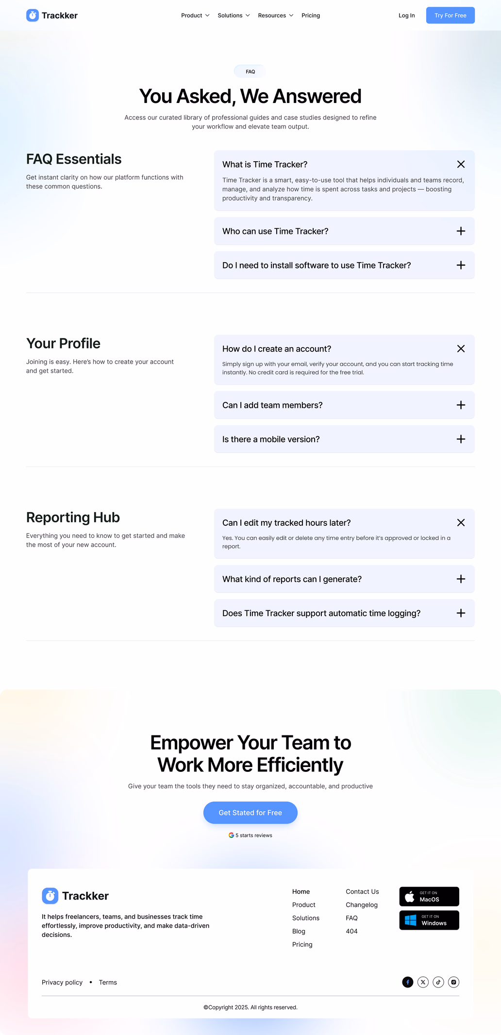 Trackker- FAQ page - 2