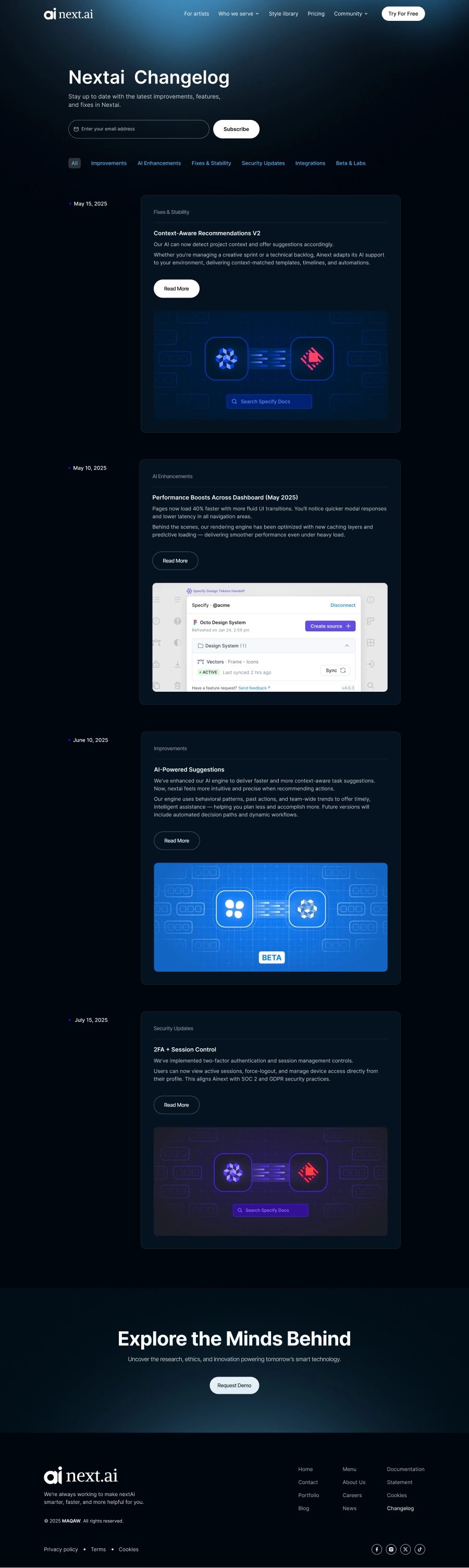 AI Changelog Page UI - 2