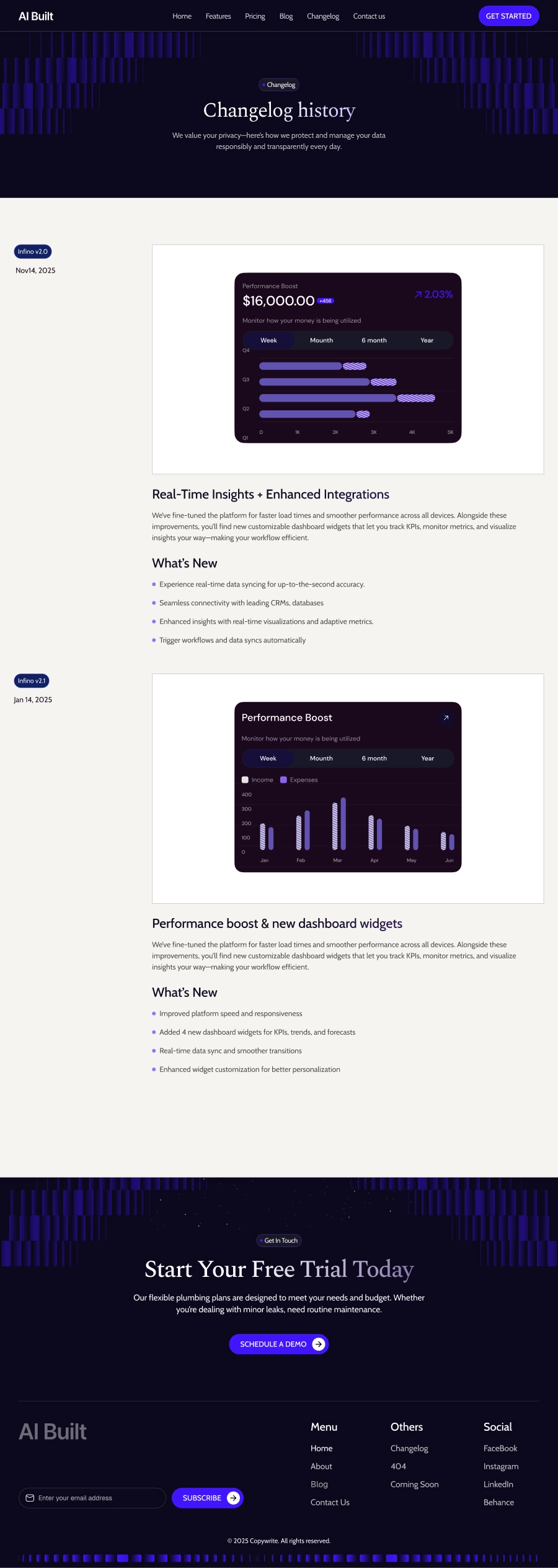 AI Changelog Page UI - 2