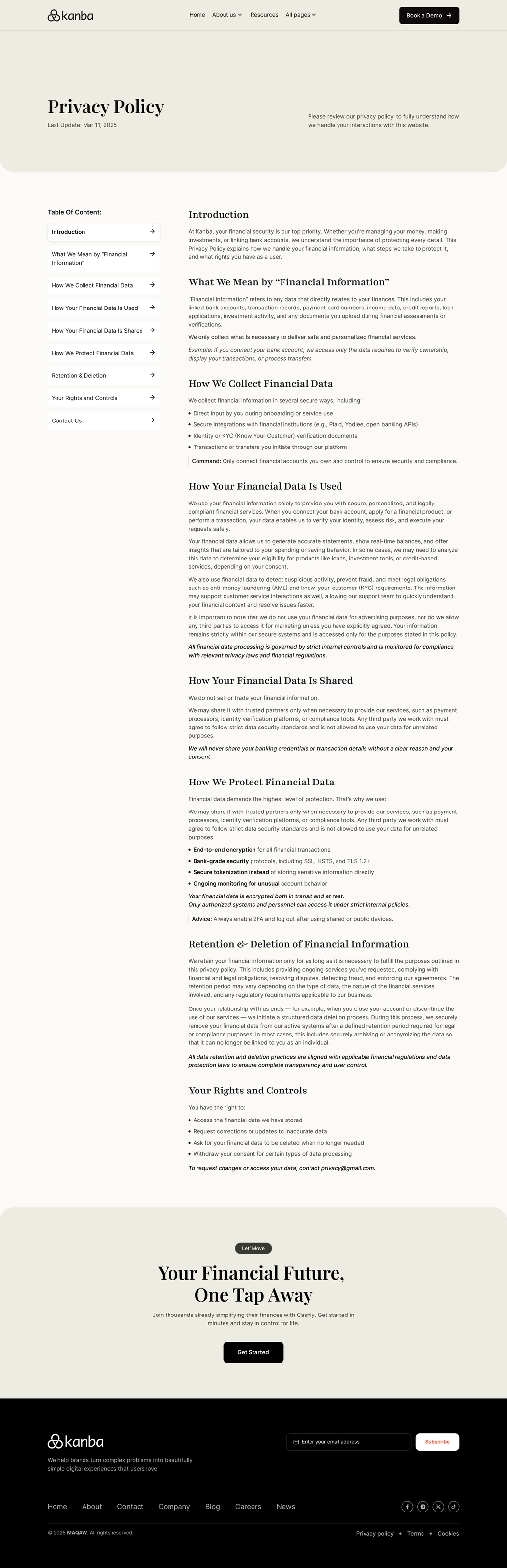 SaaS Privacy Page UI - 2