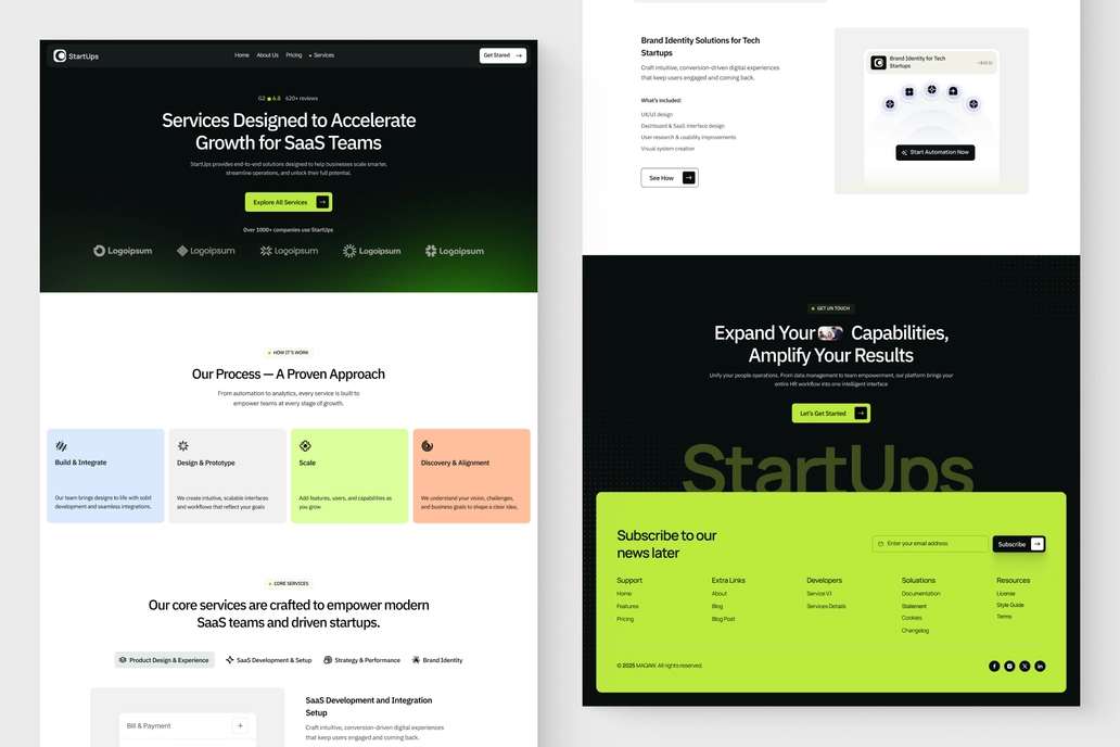 SaaS Product Service Page UI Design - 2