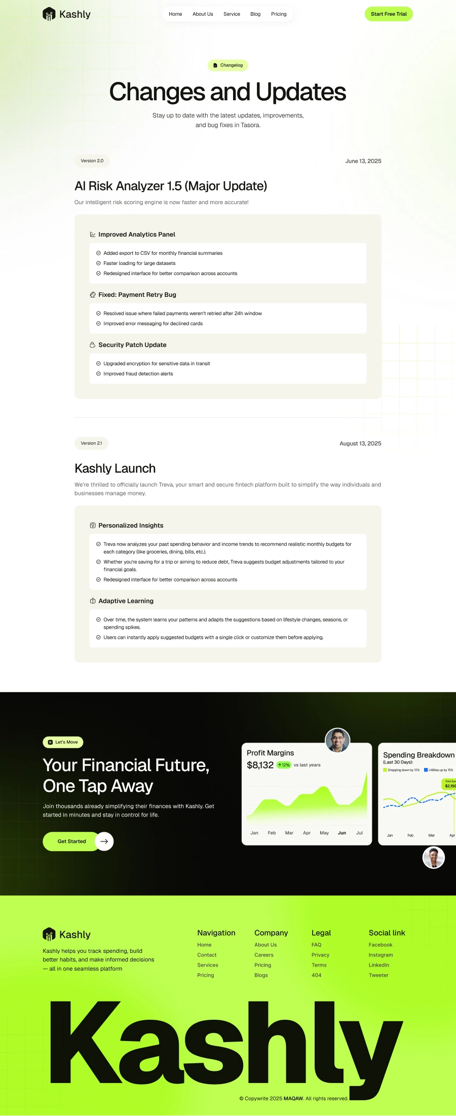 Solar Solution Changelog Page UI - 2