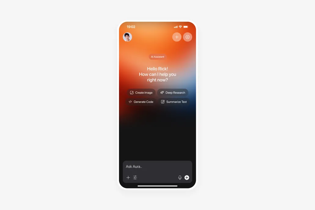 AI Chatbot Home Screen UI