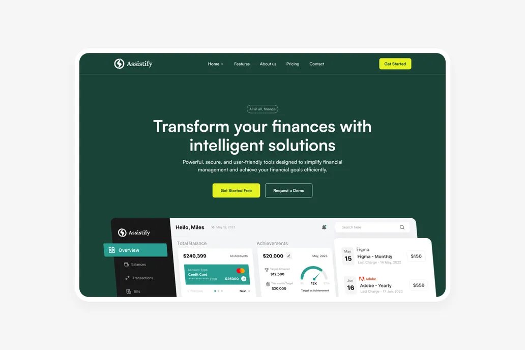 Assistify 2.0 - SaaS Figma Header