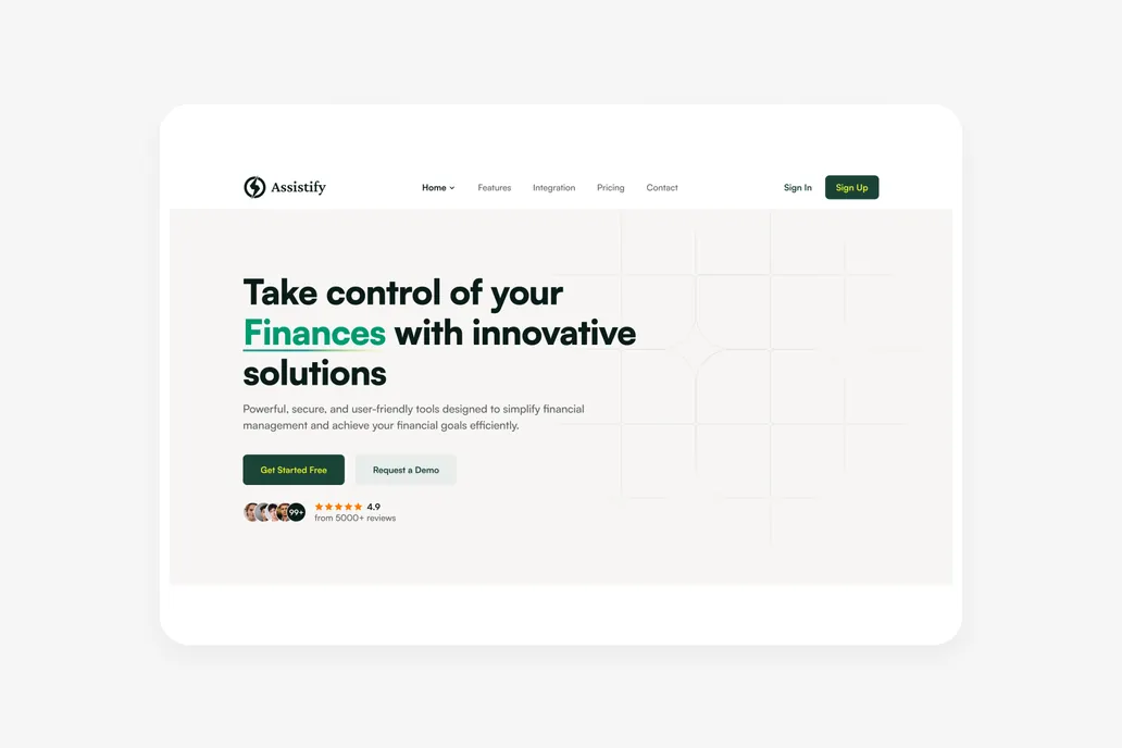 Assistify - FinTech Figma Header