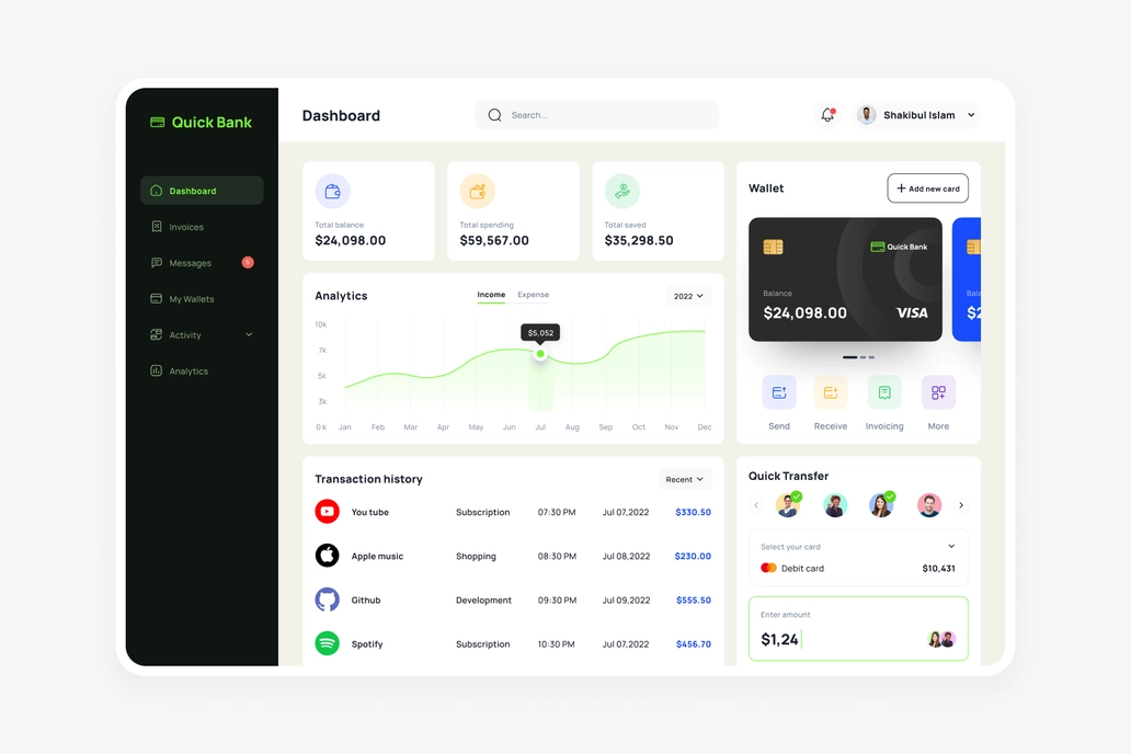 Bank Dashboard UI