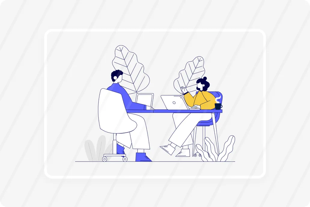 Co-working space with group of creative people concept illustration