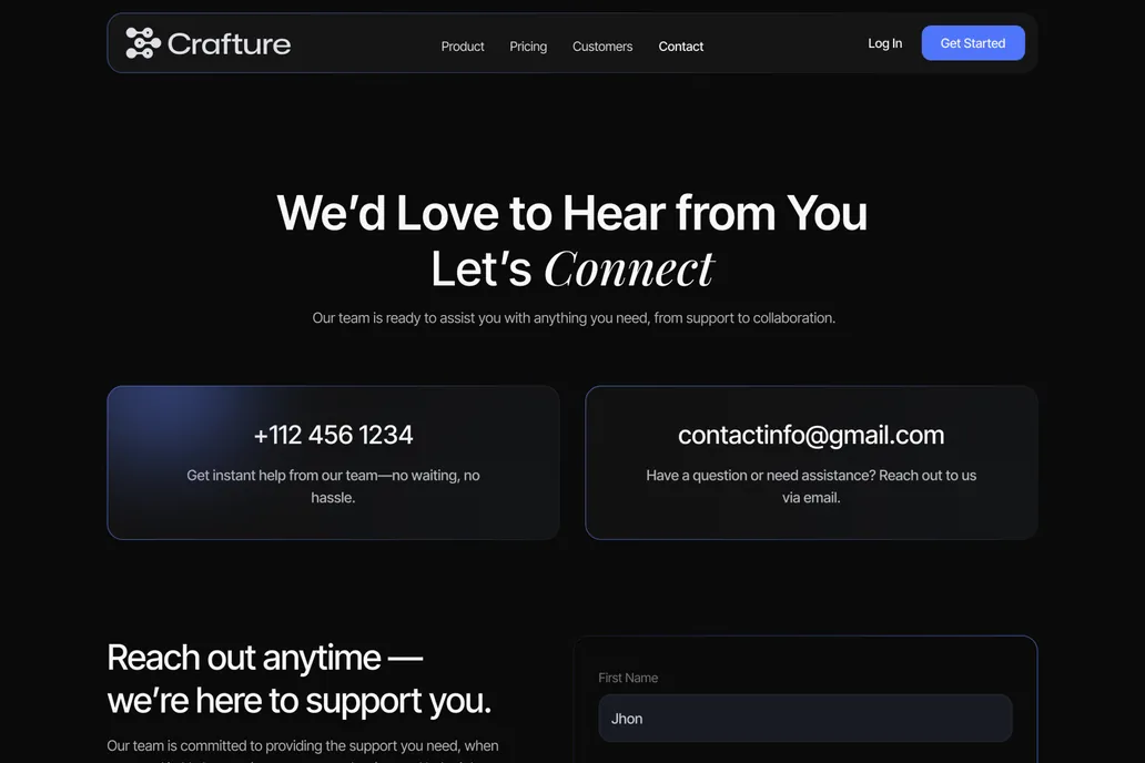Crafture, Agency - Contact us - 1