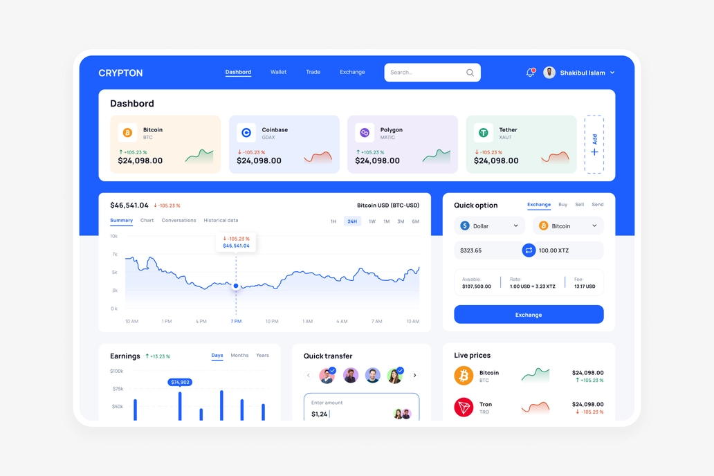 CRYPTO Dashboard UI