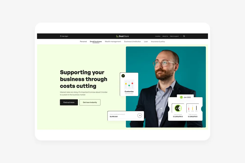 Dost Bank 2.0 - FinTech Figma Header