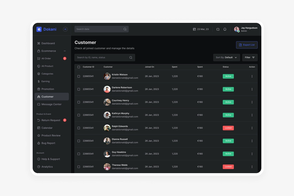 E Dokani, Ecomerce- Customers UI