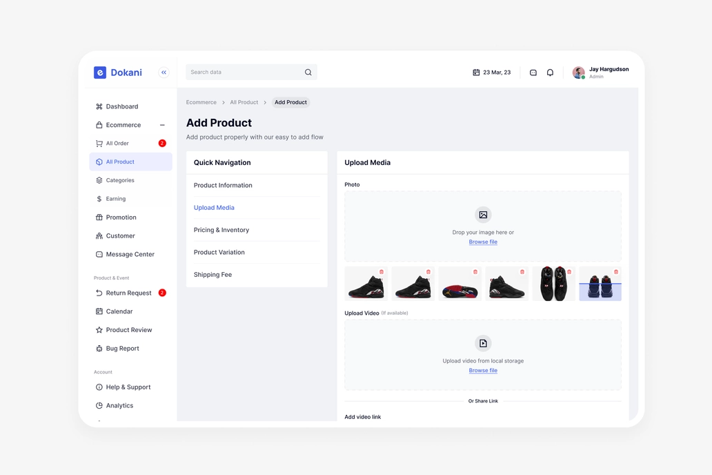 E Dokani, Ecommerce - Add Product UI
