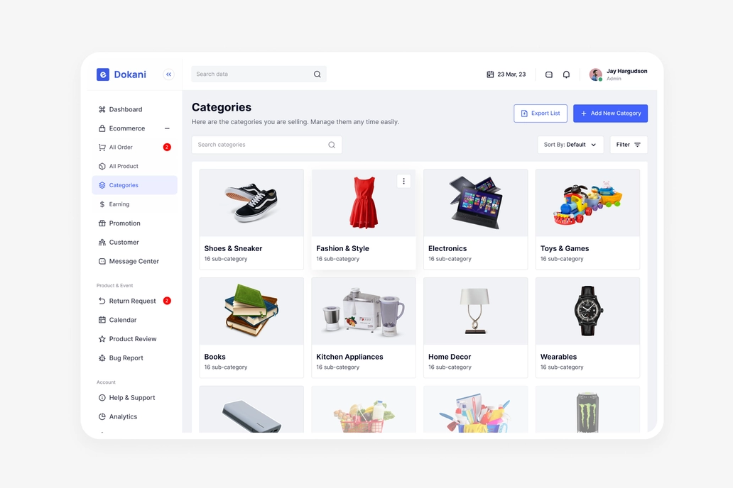 E Dokani, Ecommerce - Category UI