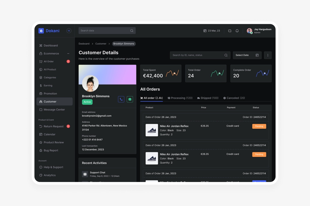 E Dokani Ecommerce - Customer Details