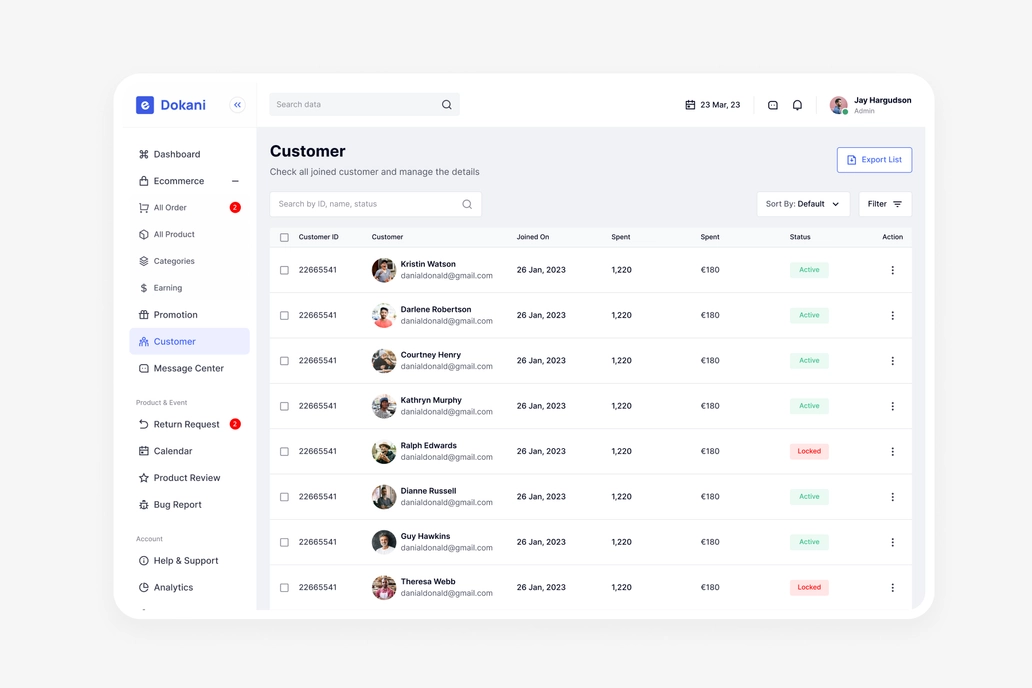 E Dokani, Ecommerce - Customer Details UI