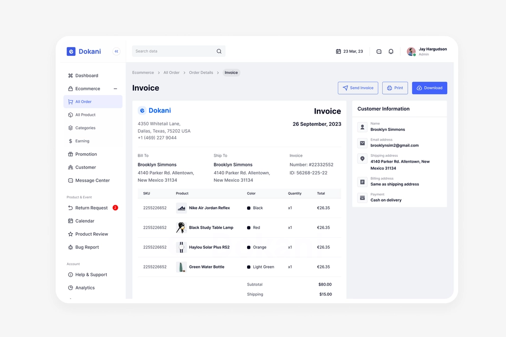 E Dokani, Ecommerce - Invoice UI