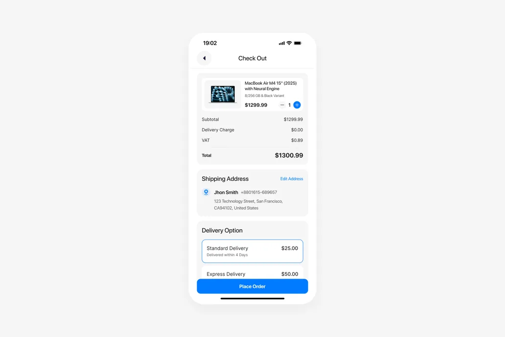 Ecommerce App Check Out UI