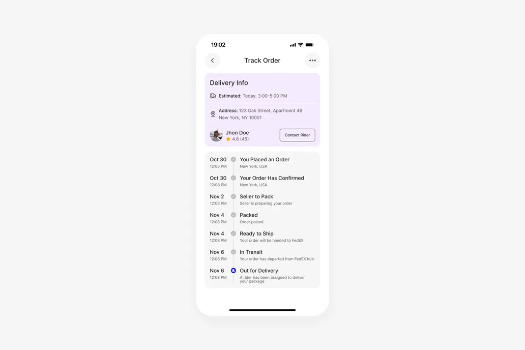 Ecommerce App Track Order UI