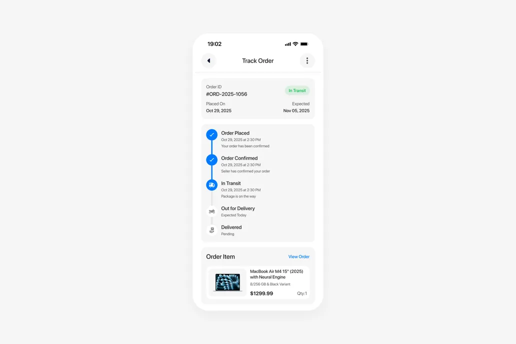 Ecommerce App Track Order UI