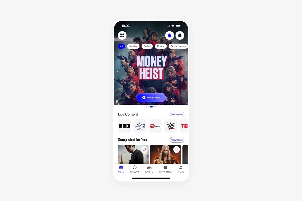 Entertainment App Home Screen UI