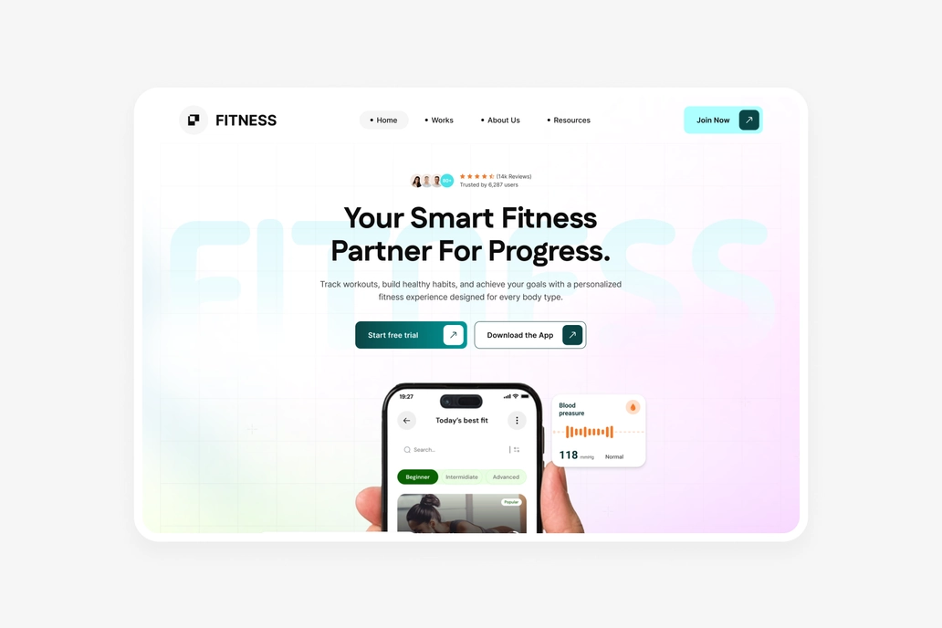 Fitness 2.0 Figma Header