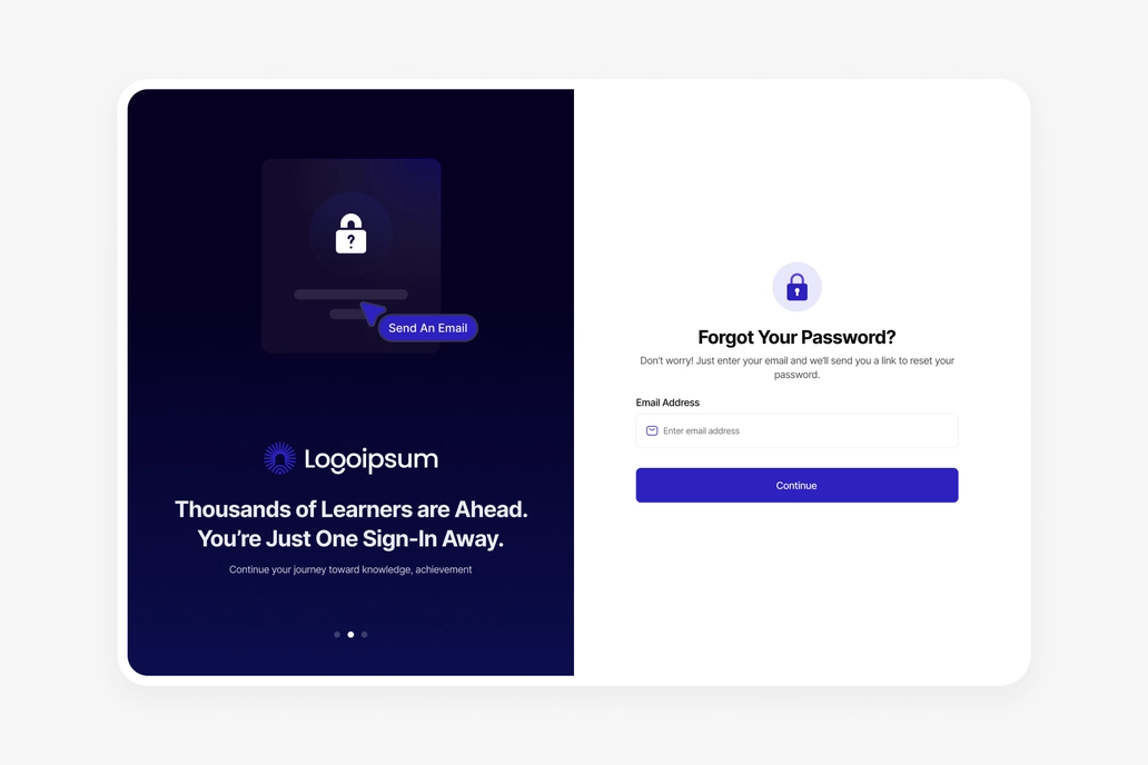 Forget Password dashboard UI