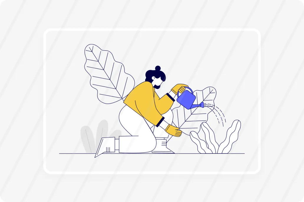 Girl watering plant concept illustration