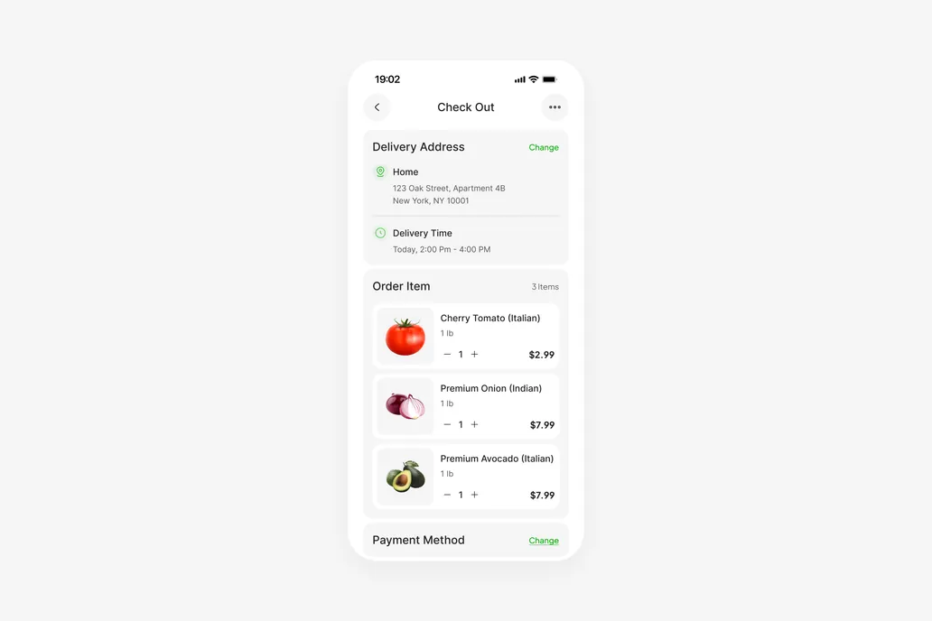 Grocery App Check Out UI