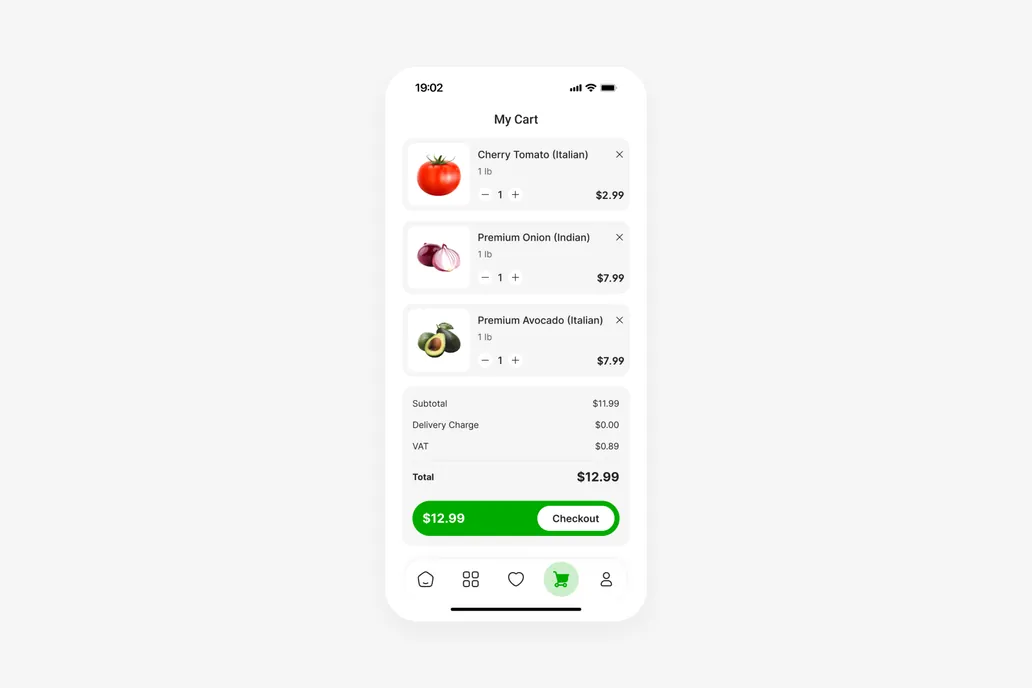 Grocery App My Cart UI