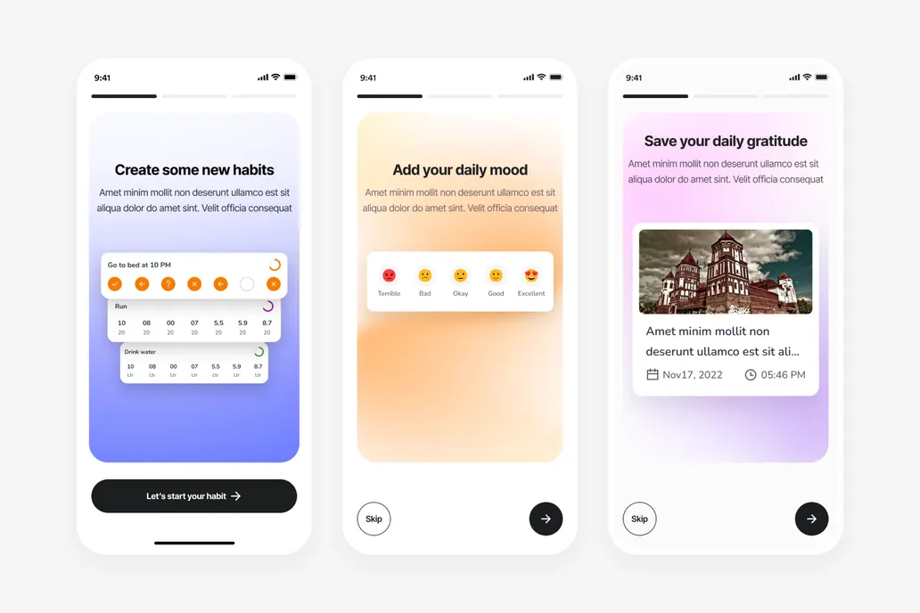 Habit Tracker Onboarding screen UI Design