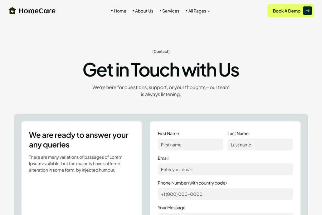 Homecare- Healthcare, Contact Us - 1