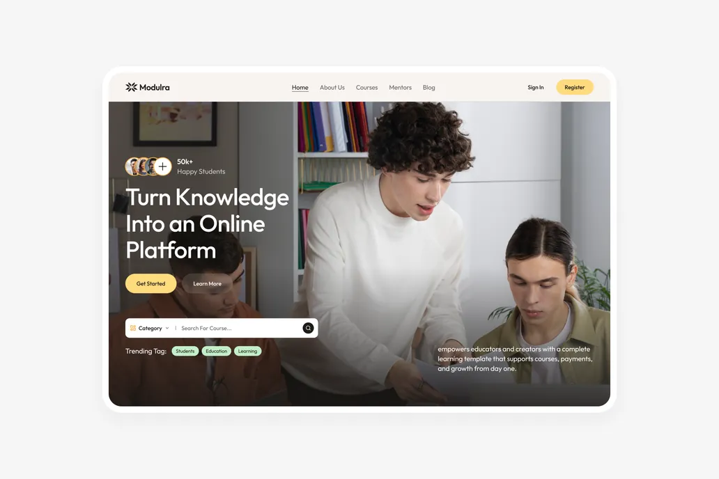 Modulra - Education Figma Header