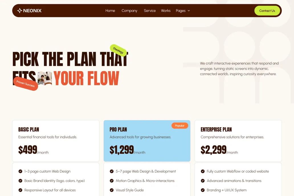Neonix- Pricing Page