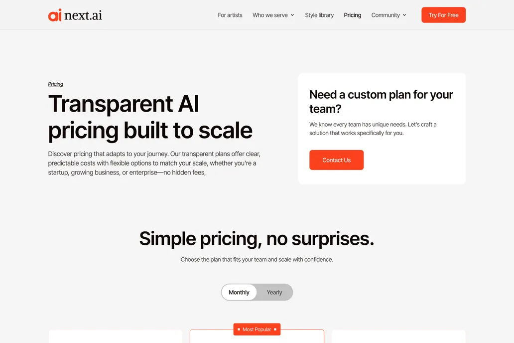 Next.ai-  Pricing Page