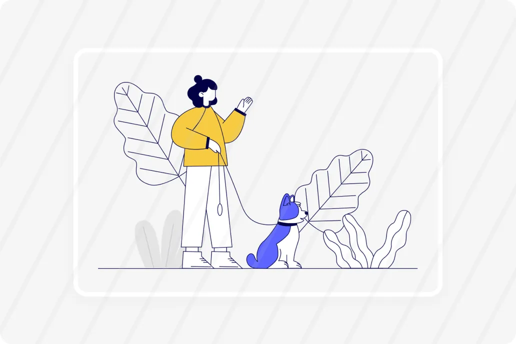 Person walking with a dog concept illustration