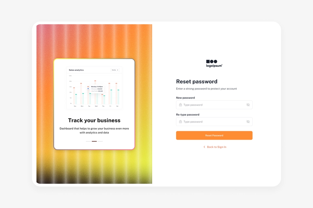 Reset Password Dashboard UI
