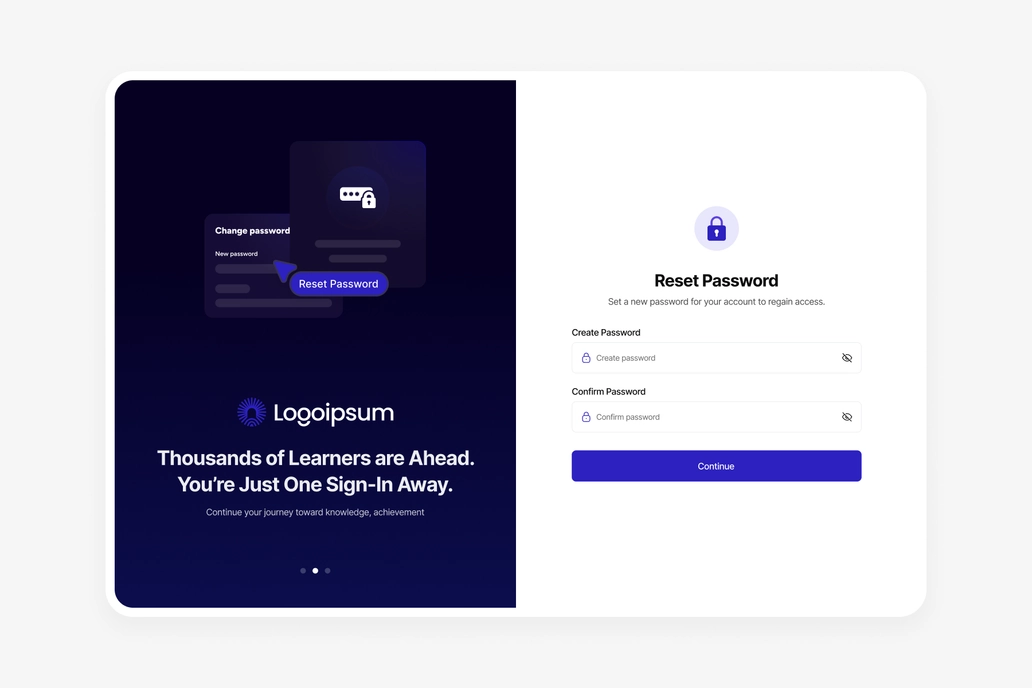 Reset Password Dashboard UI