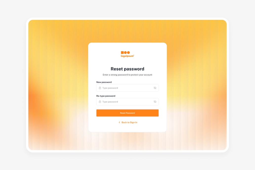 Reset Password Dashboard UI