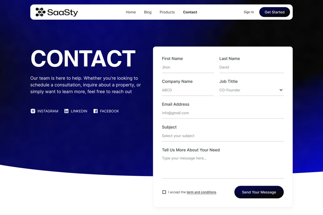 Saasty, Saas - Contact US - 1