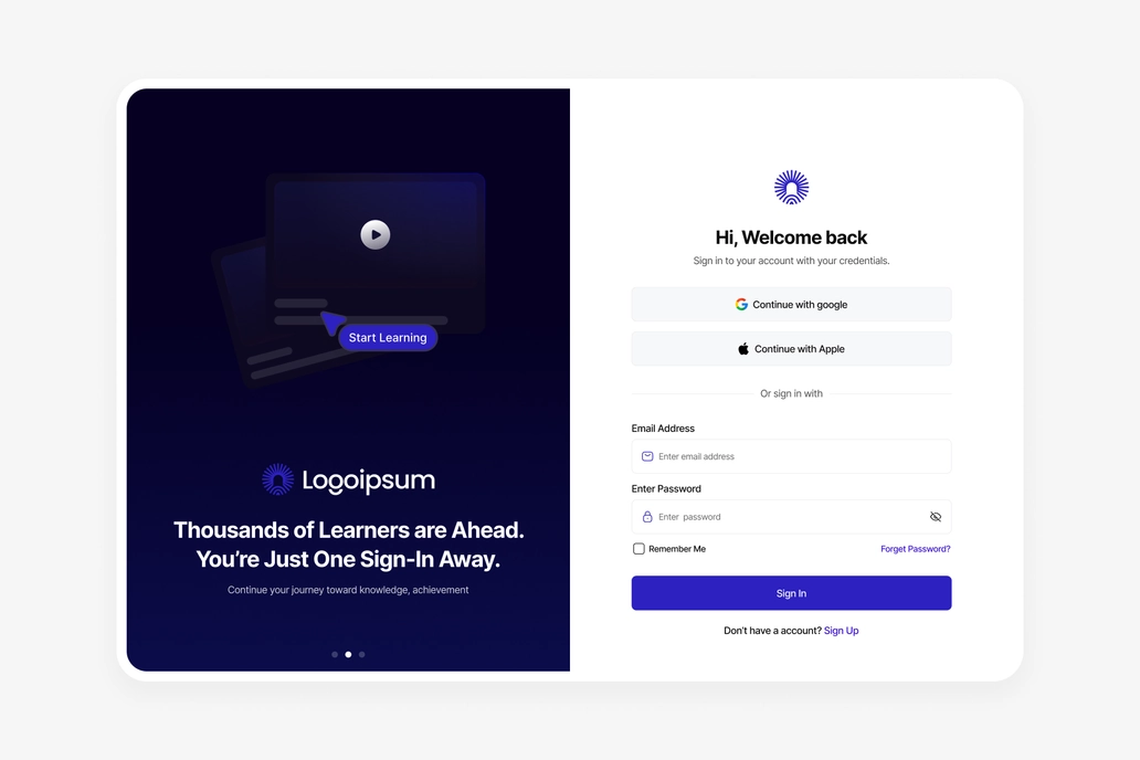 Sign In Dashboard UI