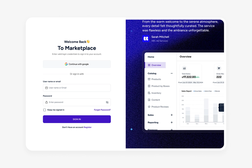 Sign In Dashboard UI