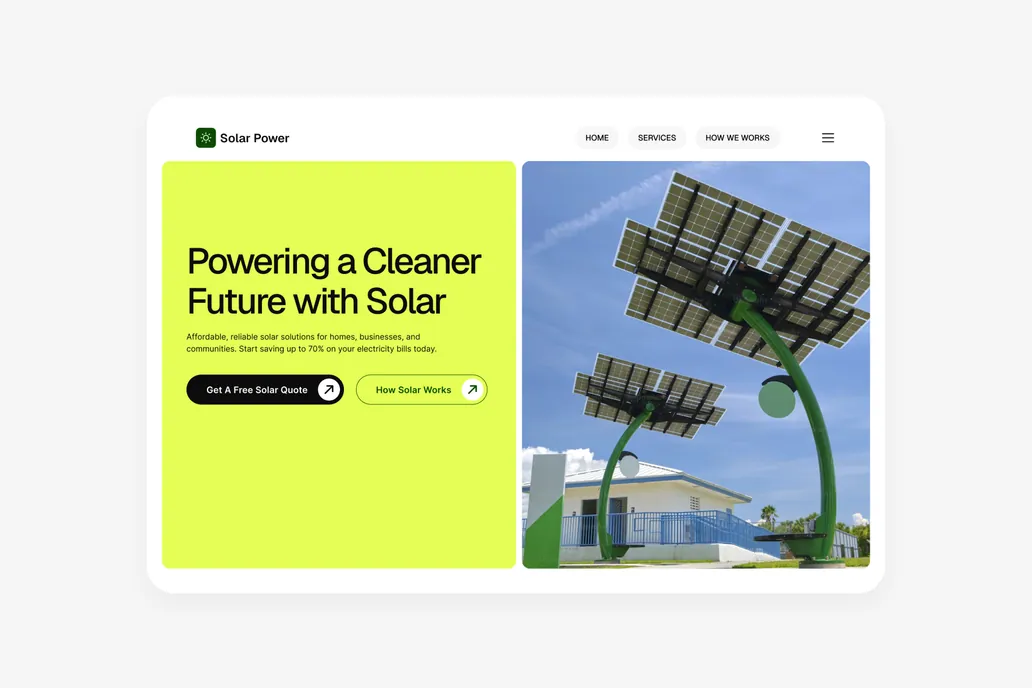 Solar Power - Service Figma Header
