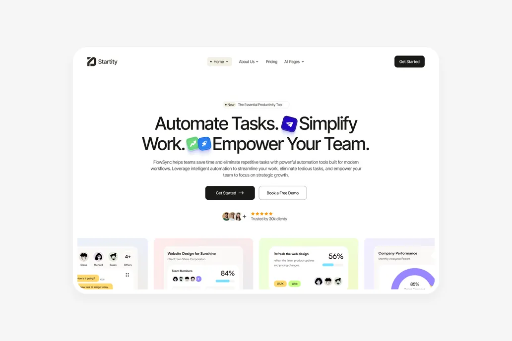 Startity - SaaS Figma Header