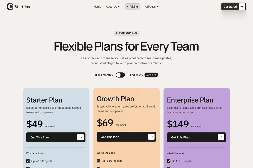 Startups- Pricing Page