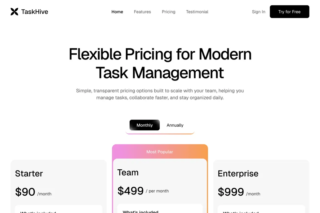 TaskHive- Pricing Page - 1